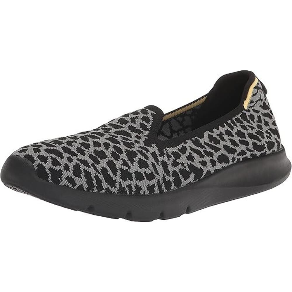Spenco Womens 10 D Wide Black Giraffe Print Stretch Shoe Slip-On‎ Comfort Casual